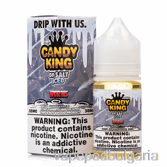 Vape 10000 Дръпки Iced Worms - Candy King On Salt - 30ml 50mg